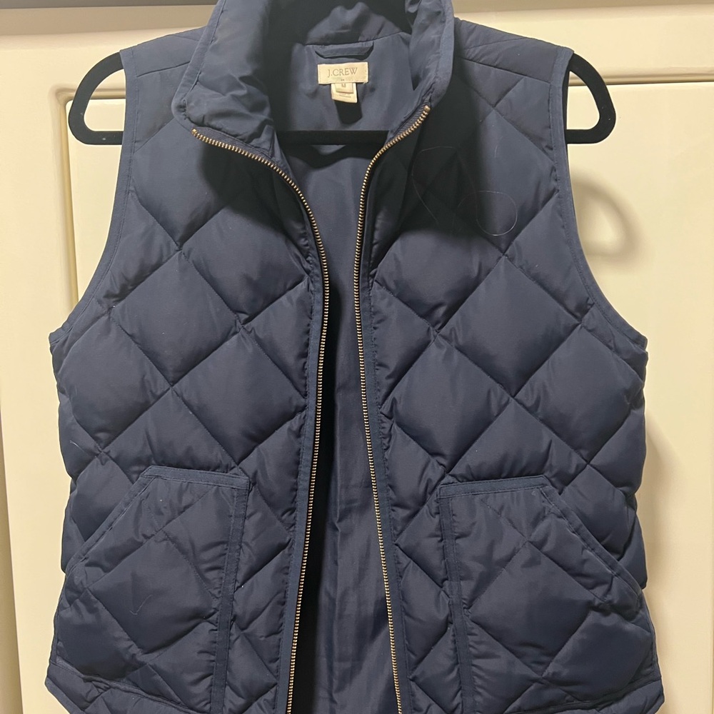J.Crew Navy Puffer Vest w/ Gold Zipper & Pockets – Size M